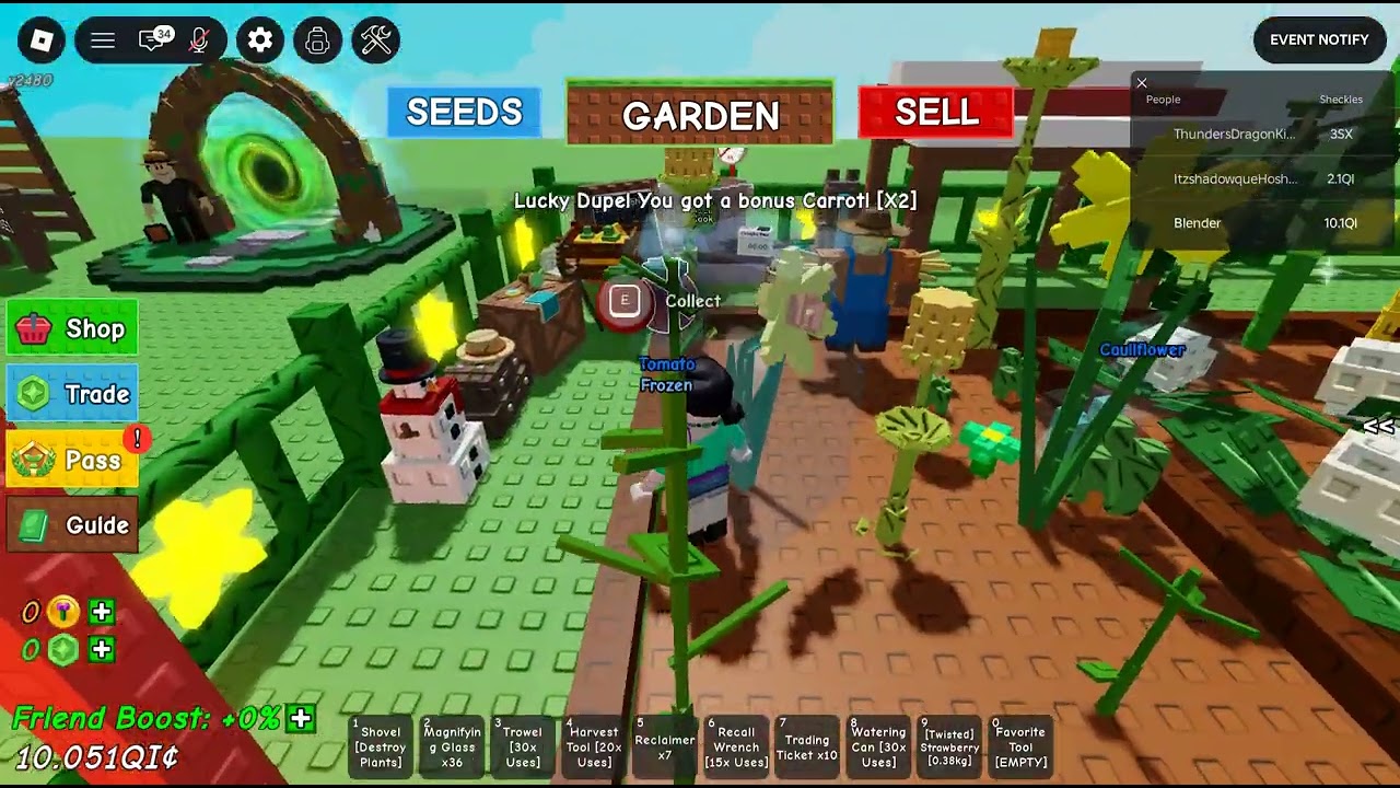 One day, I Gameplay Started Roblox Grow a Garden to the plants!