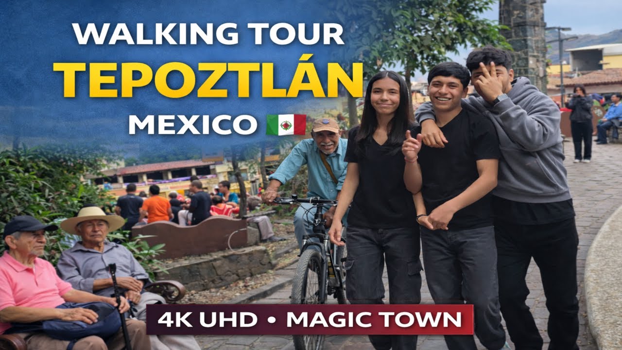 Walking Tour Tepoztlán Mexico I Magic Town • 4K Ultra HD • (No Talking)