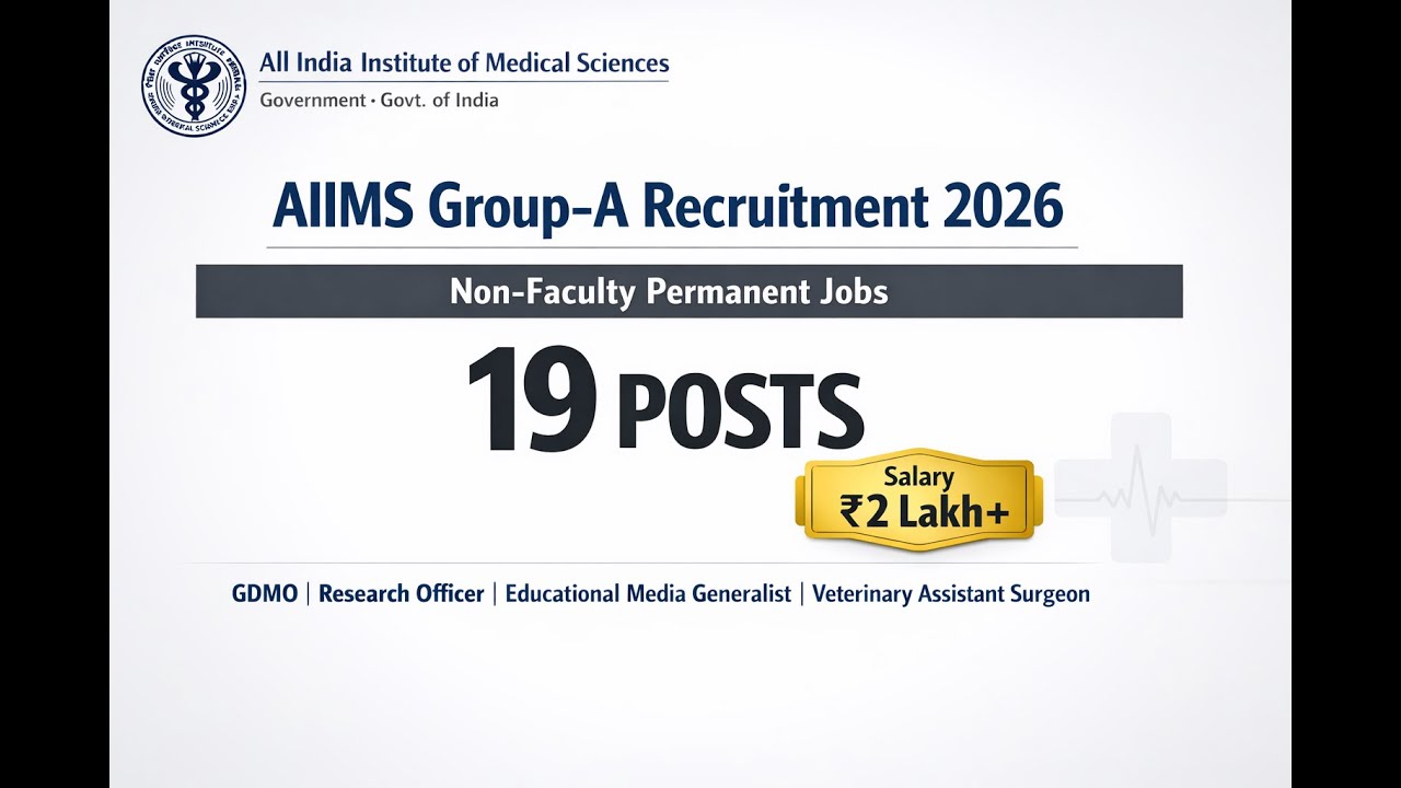 AIIMS Group-A Jobs 2026 | 19 Permanent Posts | Non-Faculty | ₹2 Lakh+ Salary