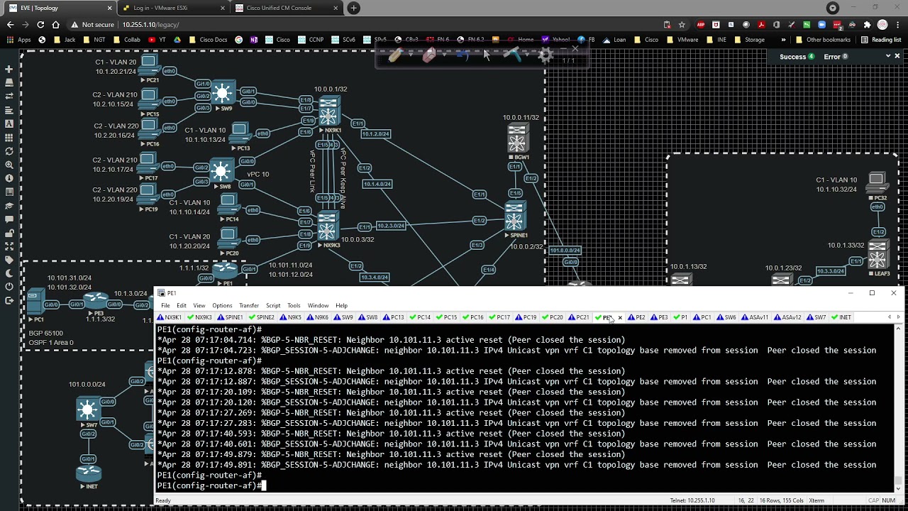 Cisco Data Center Nexus 9000v VXLAN 017 — внешнее подключение к частной сети WAN через пиринговые...