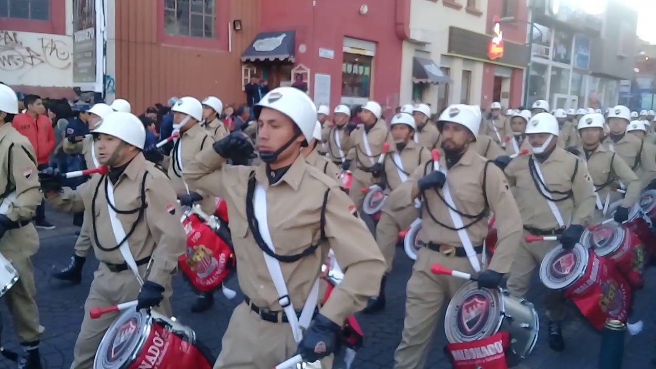 Ex alumnos de la banda de guerra del colegio Maldonado en sus 150 años