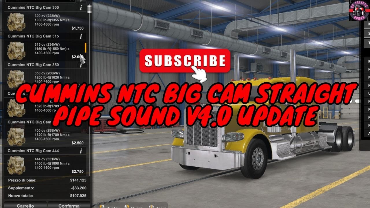 Cummins NTC Big Cam Straight pipe sound V4.0 Update - ATS 1.48