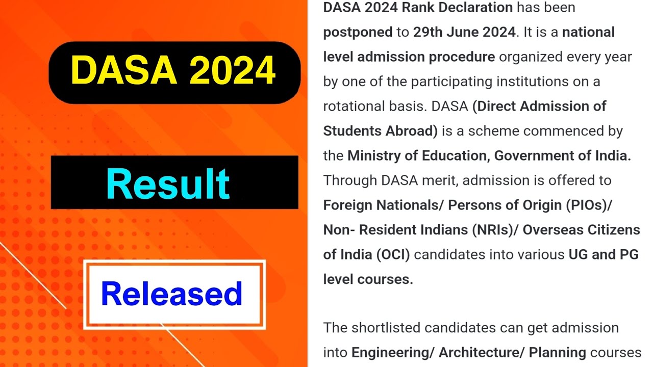DASA 2024 Result Released | DASA 2024 Result Declared | MDE