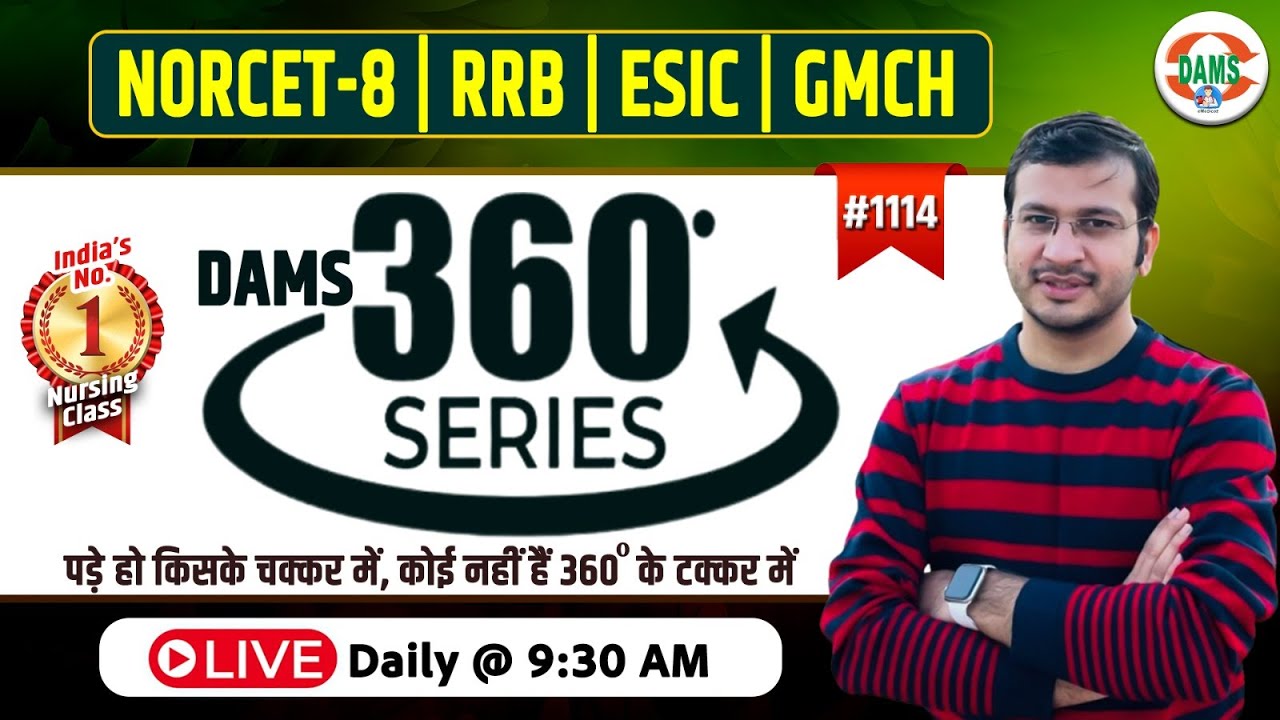 360 Degree Series 🔥| 360 Degree Most Imp MCQs #1114 | NORCET & All Nursing Exam | Siddharth Sir