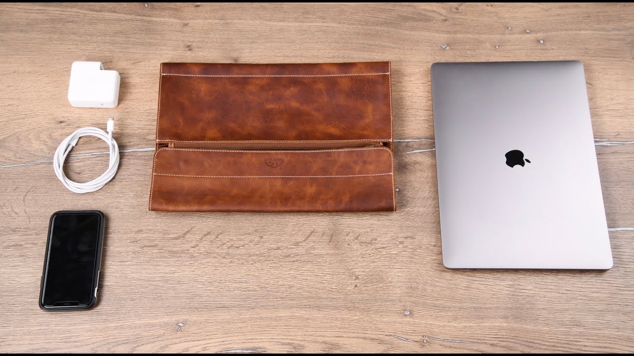 Yukon Bags - Alsek Leather Laptop Sleeve with Pocket in Pecan
