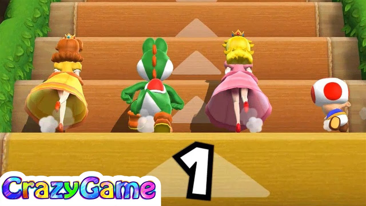 Mario Party 9 Step It Up - Daisy vs Yoshi vs Peach vs Toad Master CPU Gameplay | Crazygaminghub