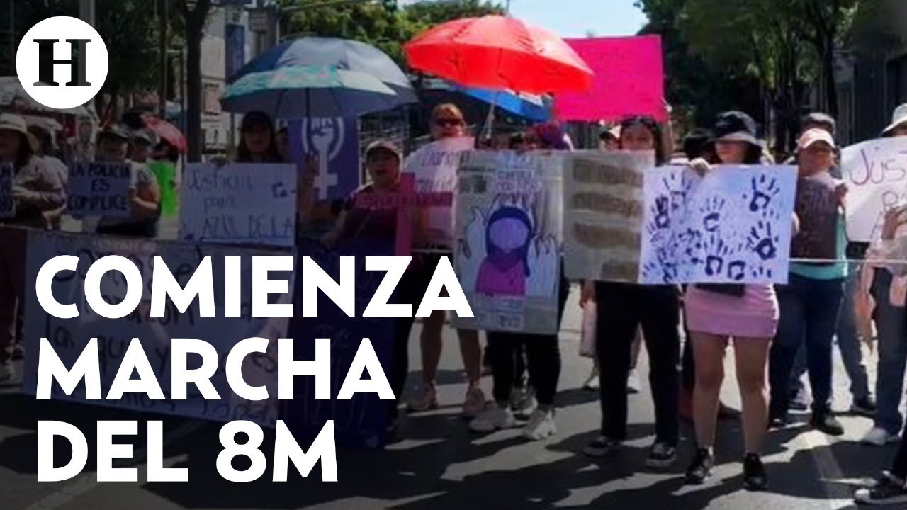 Inician las movilizaciones por el 8M, contingentes se unen en la glorieta de las mujeres que luchan