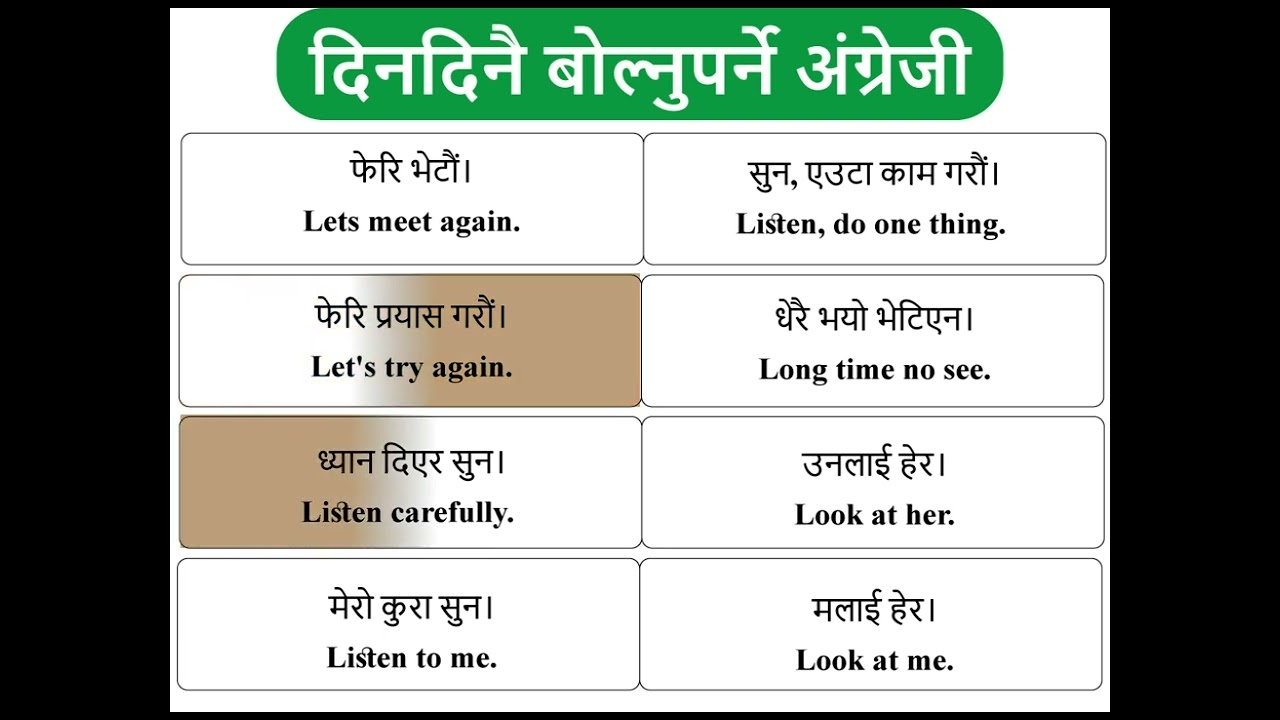 इंग्लिश सिक्ने सजिलो तरिका Daily use sentences (दैनिक जिबनमा प्रयोग हुने वाक्यहरु) Learn English