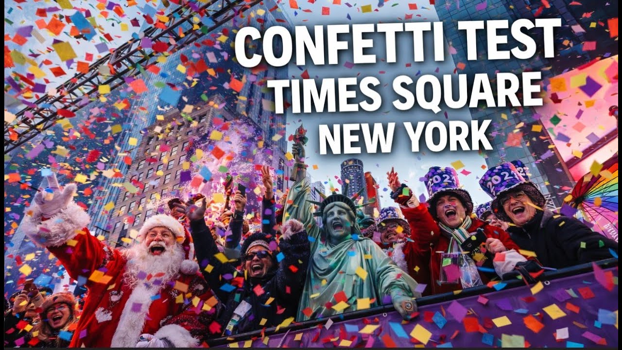Dec. 29, 2025 - Confetti Test Times Square - Saks Fifth Windows Display Light Show - New York City