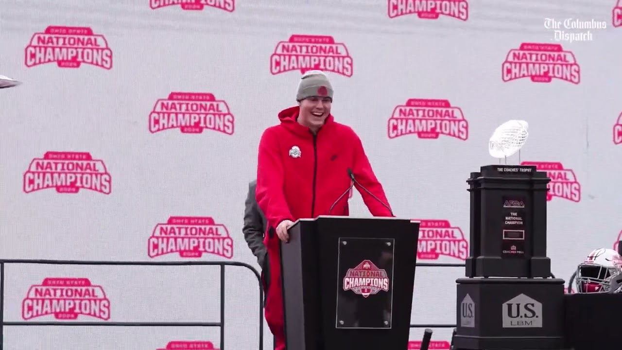 Ryan Day, Will Howard celebrate Ohio State football's 9th national title with fans at stadium