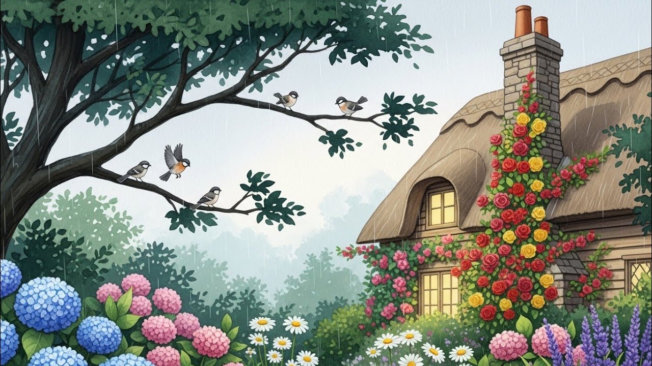 Rainy Morning Flower Cottage & Warm Bread Ritual | Cozy Ghibli-Style ASMR Cottage Life