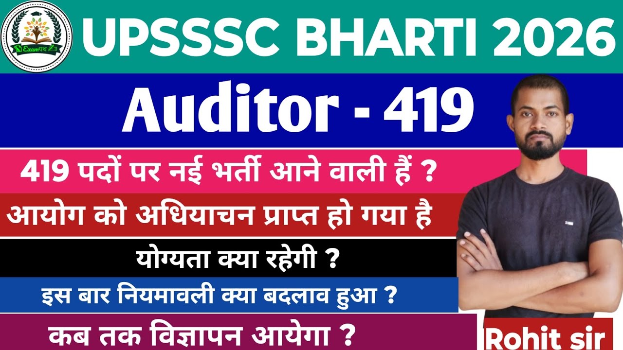 upsssc auditor 2026 new vacancy update|auditor new vacancy 2026eligibility|auditor notification news