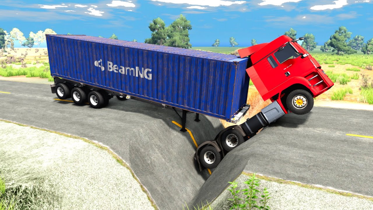 TRUCKS VS POTHOLES - BEAMNG DRIVE