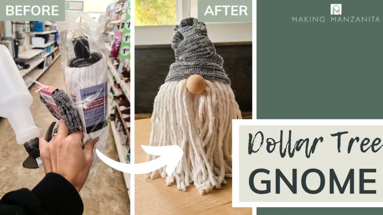 DIY Dollar Tree Gnome With Mop | Cheap and Easy Christmas Craft