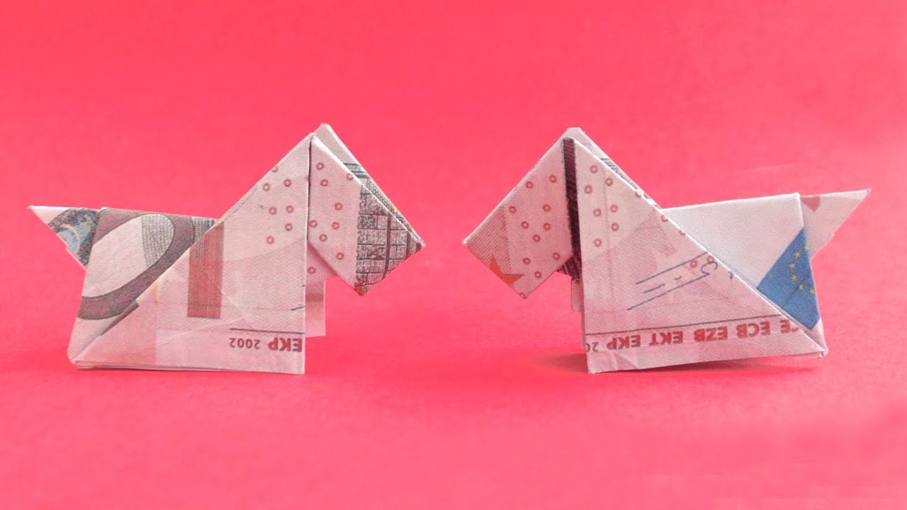 Origami HUND Geldgeschenk GELD FALTEN | Geschenk für Kinder | Money DOG | Tutorial by Euro Origami
