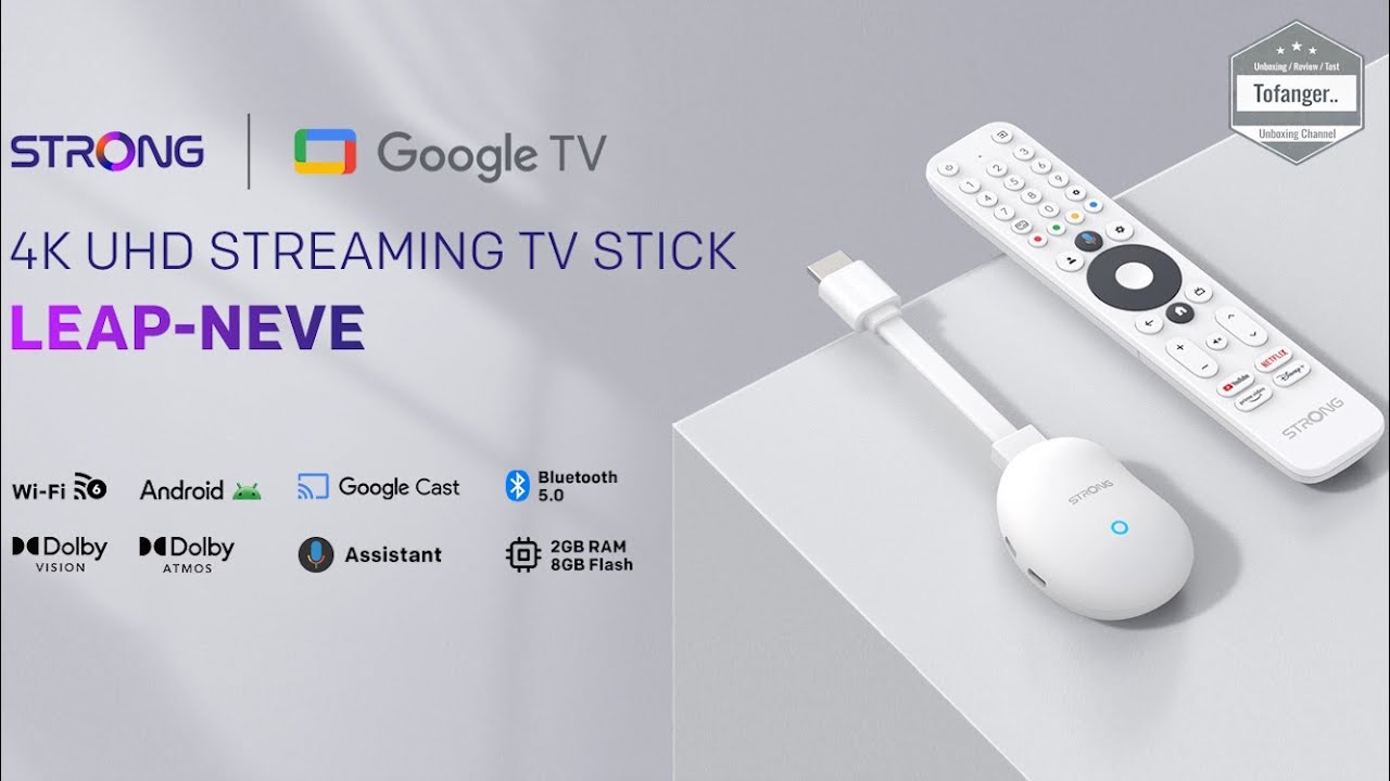 STRONG Leap-Neve Stick Android TV 12 - 2 ГБ ОЗУ и 16 ГБ ПЗУ - Встроенный Chromecast - Распаковка