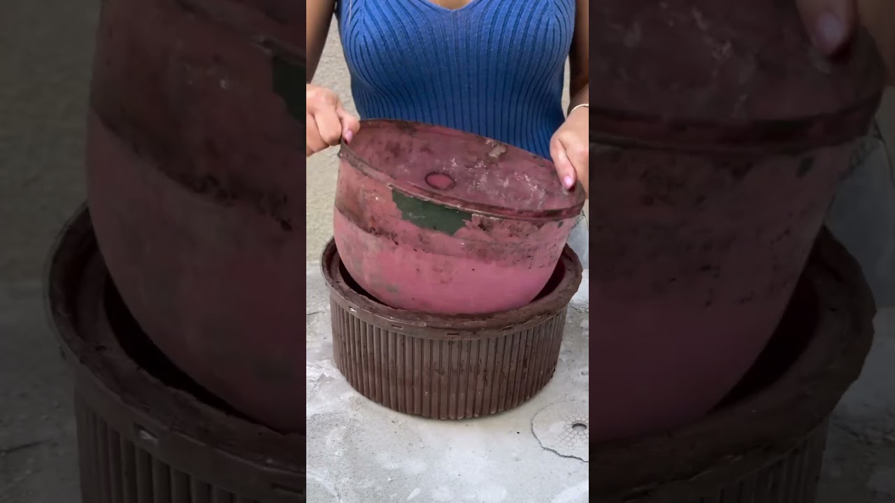 Vaso de concreto feito com tampa de bolo 