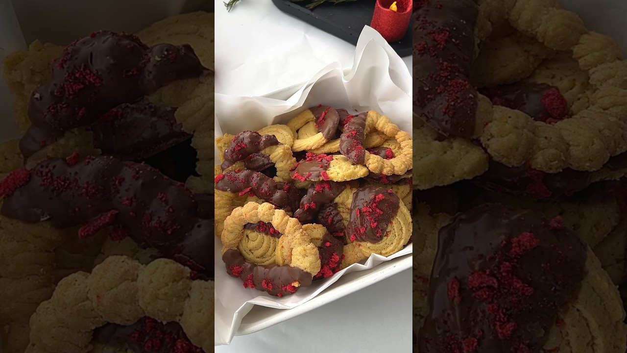 Orange Butter Cookies coated in chocolate🤤🤤 #cookies #buttercookie #orangecookies