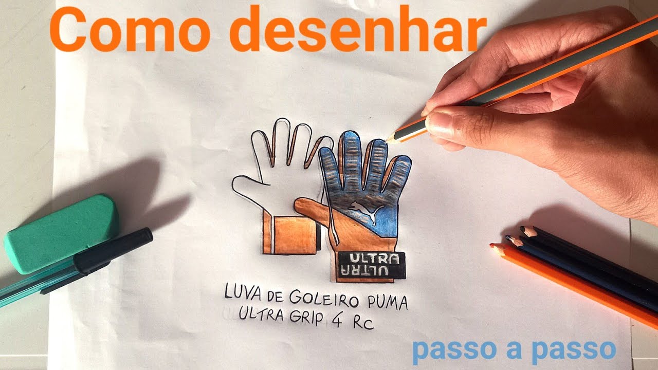 Desenhos de Rennan - Como desenhar a Luva de Goleiro Puma Ultra Grip 4 RC Passo a passo!