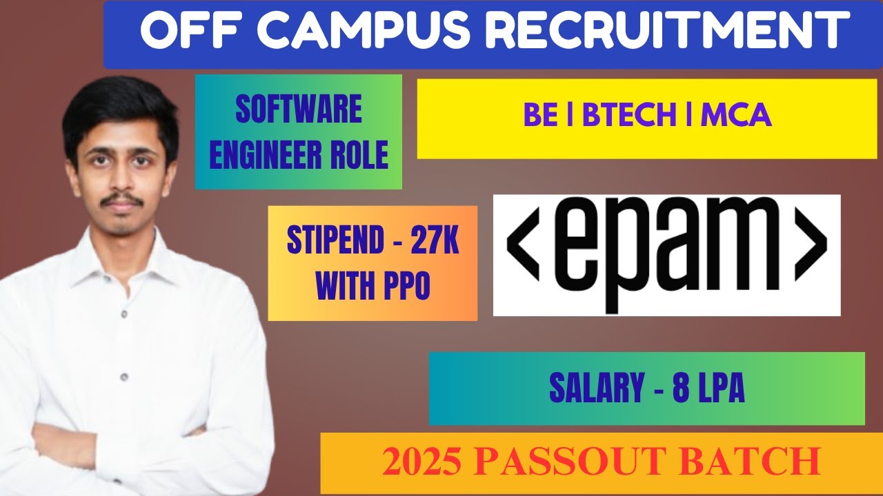 EPAM Recruitment 2025 for Software Engineer Role | Internship with Stipend & PPO | Fresher Jobs 2025
