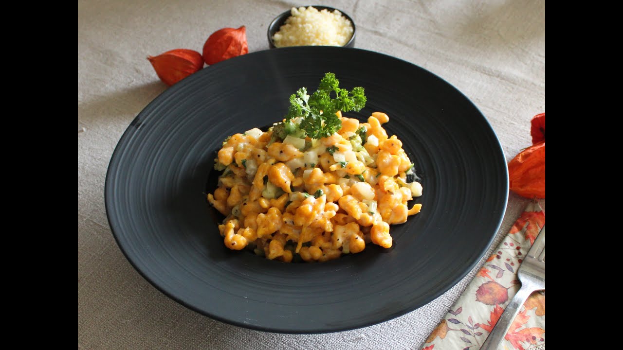 Kürbisspatzln mit Gemüse, gesund und günstig