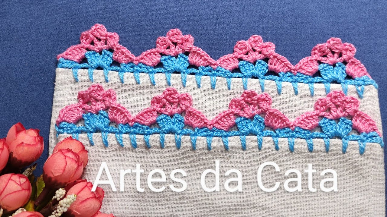 MUITO FÁCIL ESTE BICO EM CROCHE #428 #artesdacata #bicodecroche #barradoemcroche