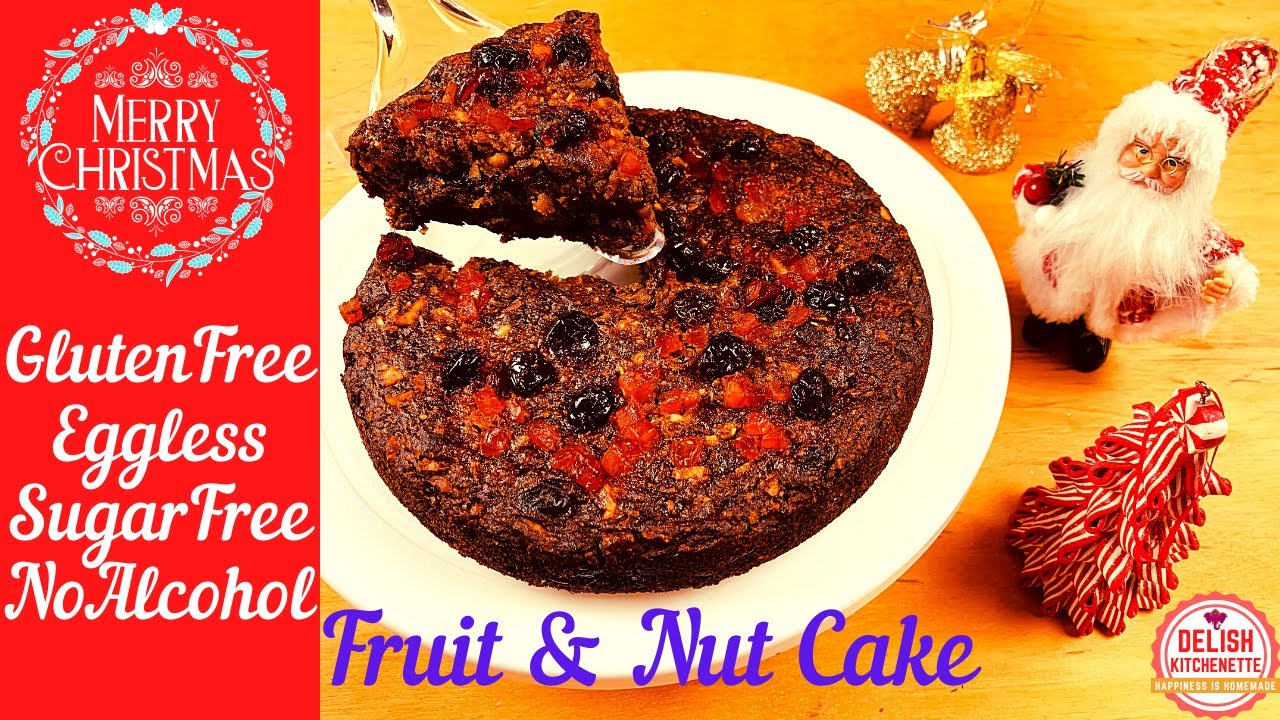 Gluten Free Christmas Cake |  Sugar free Vegan Plum Cake | Fruit & Nut Cake | No Alcohol | Eggless
