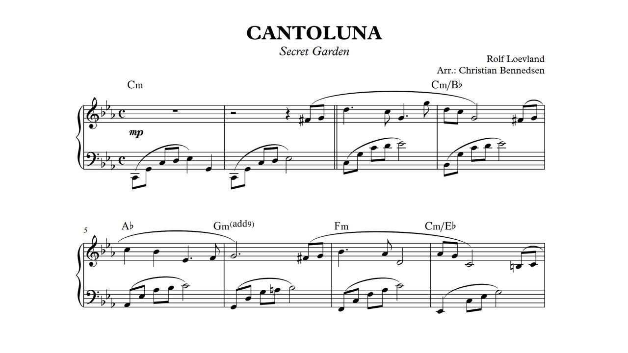 Secret Garden - Cantoluna - Piano