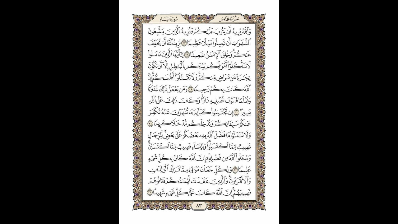 الوجه 83 من القرآن مكرر ١٠ مرات مع الآيات لتسهيل الحفظ | سورة النساء | الشيخ خليفة الطنيجي