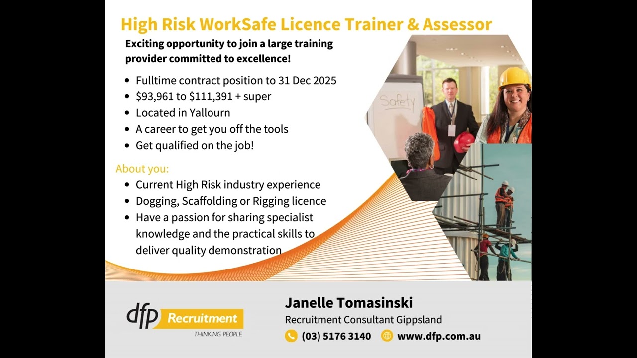 High Risk WorkSafe Licence Trainer & Assessor