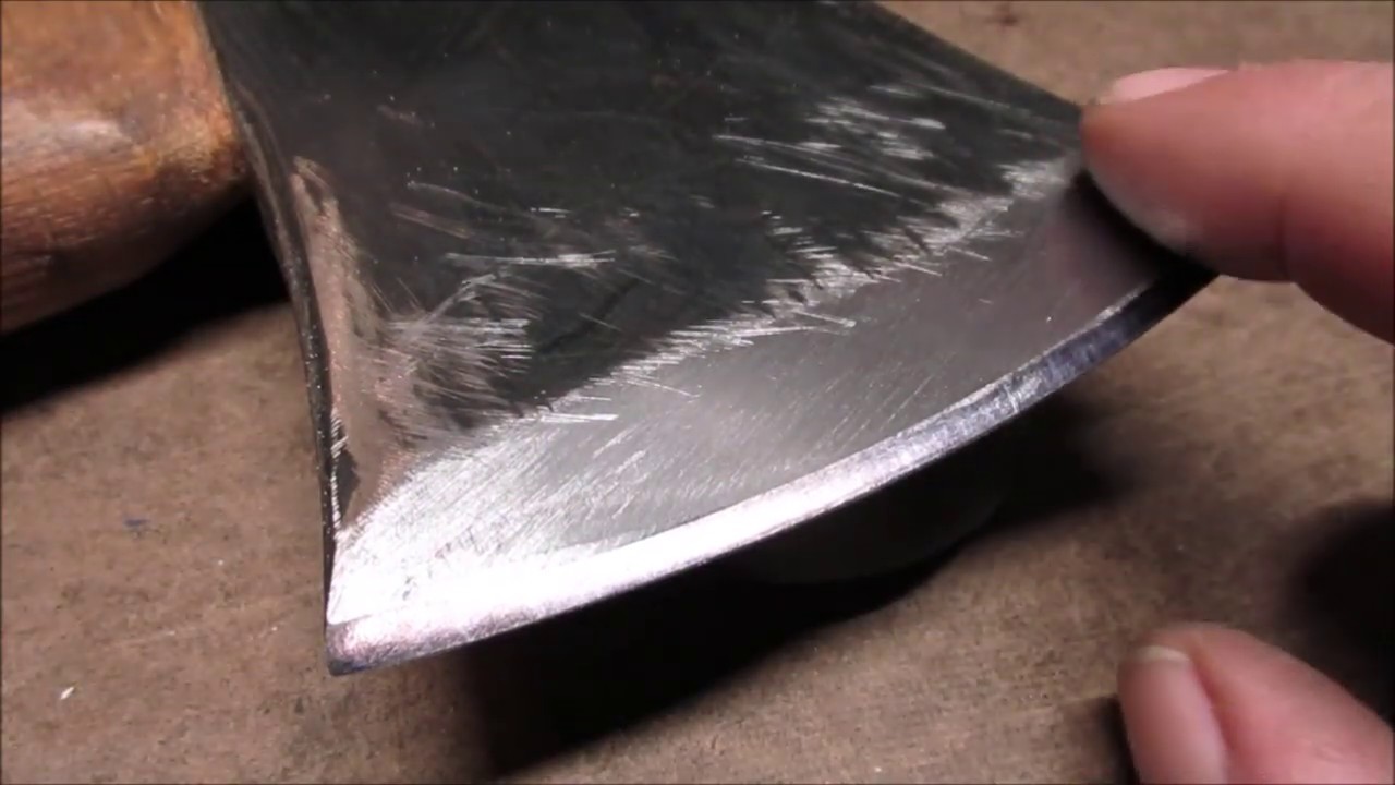 Reshape  Edge On Axe  & Explain the Fan pattern grind on axe heads