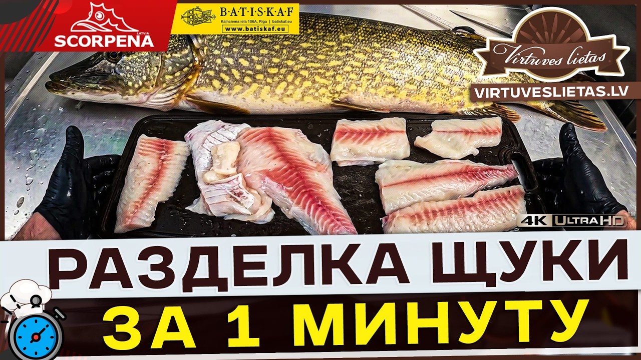 Разделка щуки на филе за 1 минуту