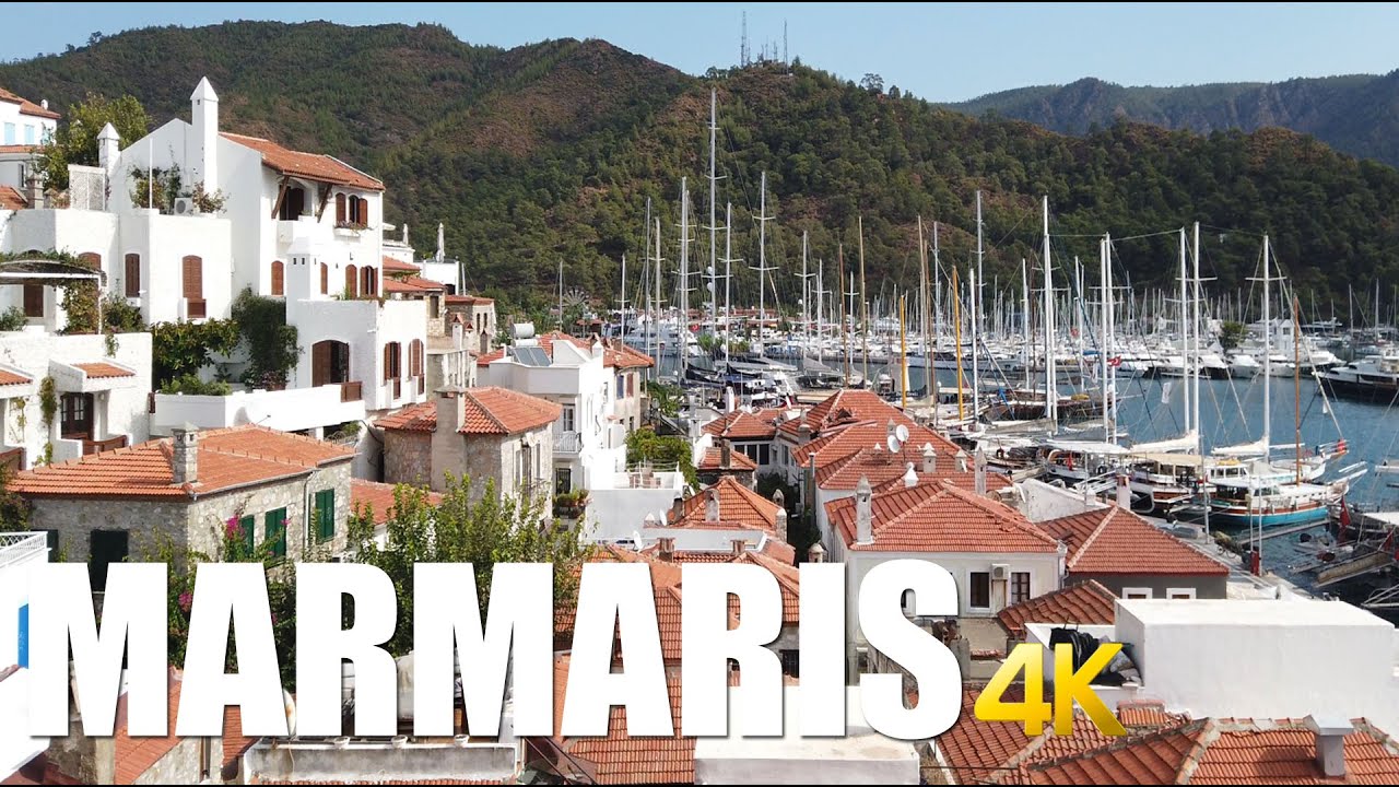 Marmaris city centre, Turkey walking tour 4k 60fps
