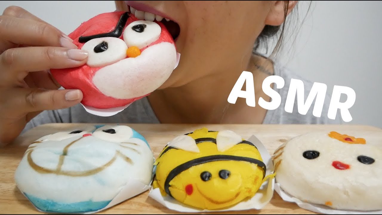 ASMR Cartoon Steamed Buns | Soft Eating Sounds | N.E Let's Eat