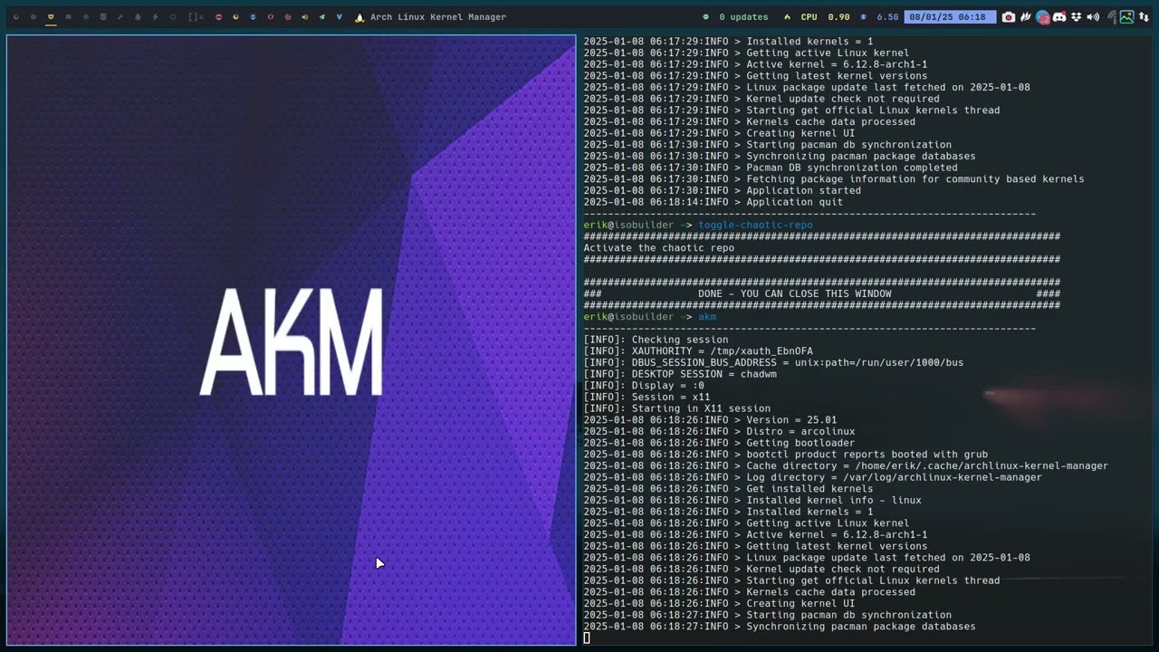 Arco : 4399 NEW Arch Linux Kernel Manager or AKM - more kernels to install from chaotic-aur