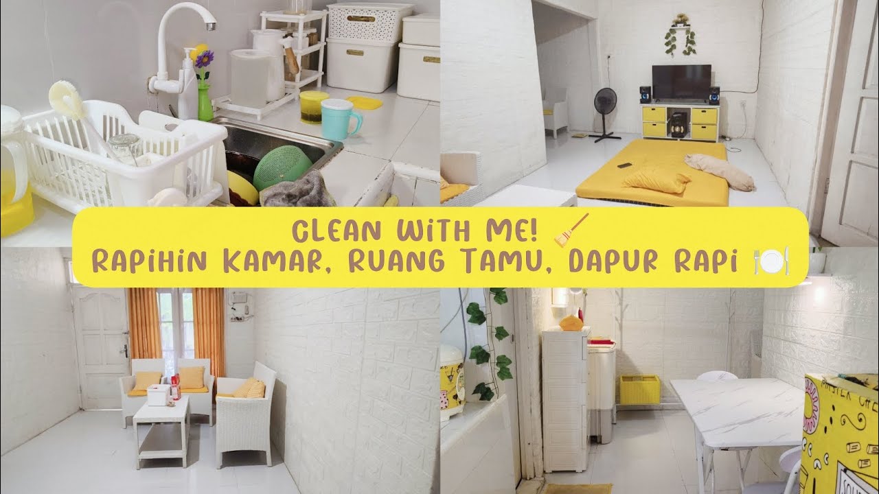 Clean With Me! 🧹✨ Rapihin Kamar 🛏️, Ruang Tamu 🛋️, Food Preparation 🍳 & Dapur Rapi Estetik 🍽️🌸