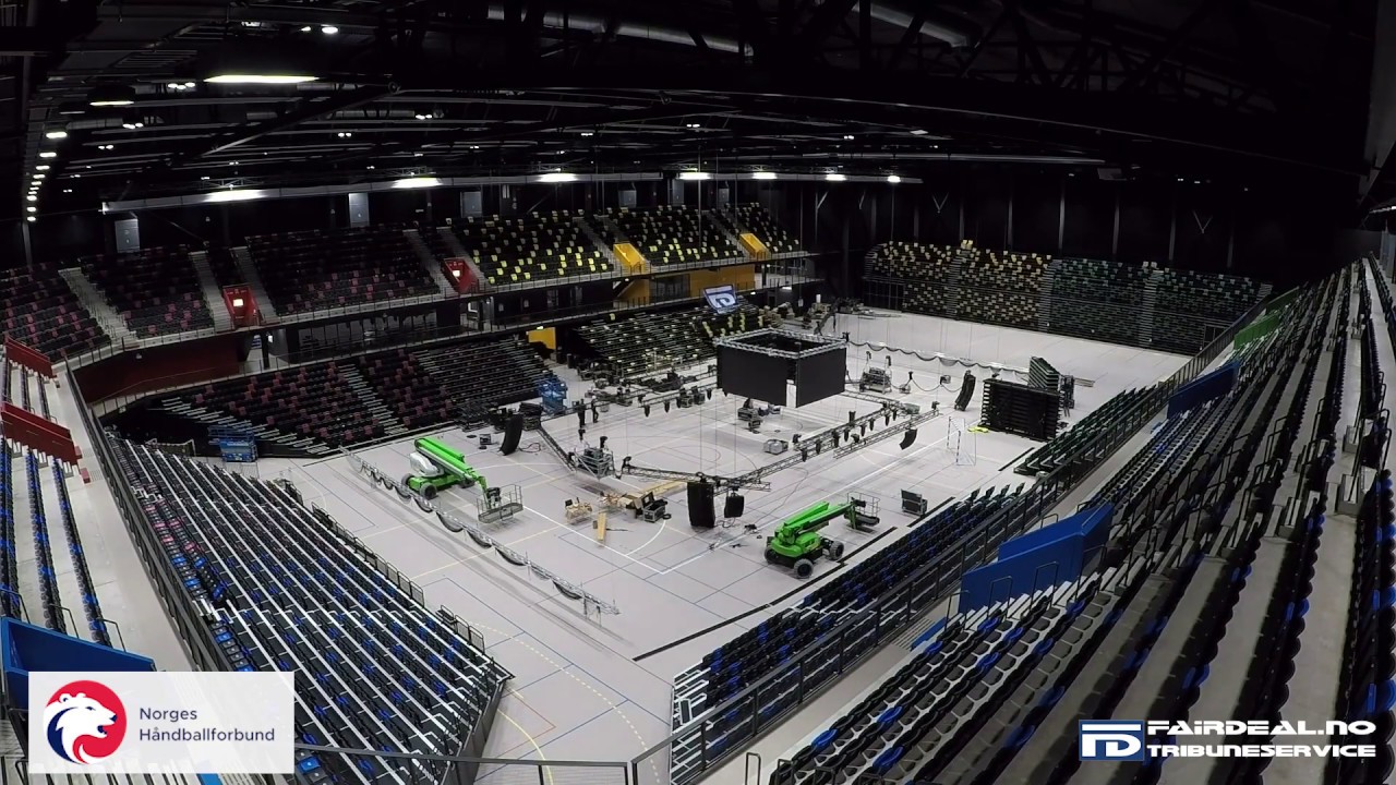 Tribuneservice timelapse av oppsett av Trondheim Spektrum