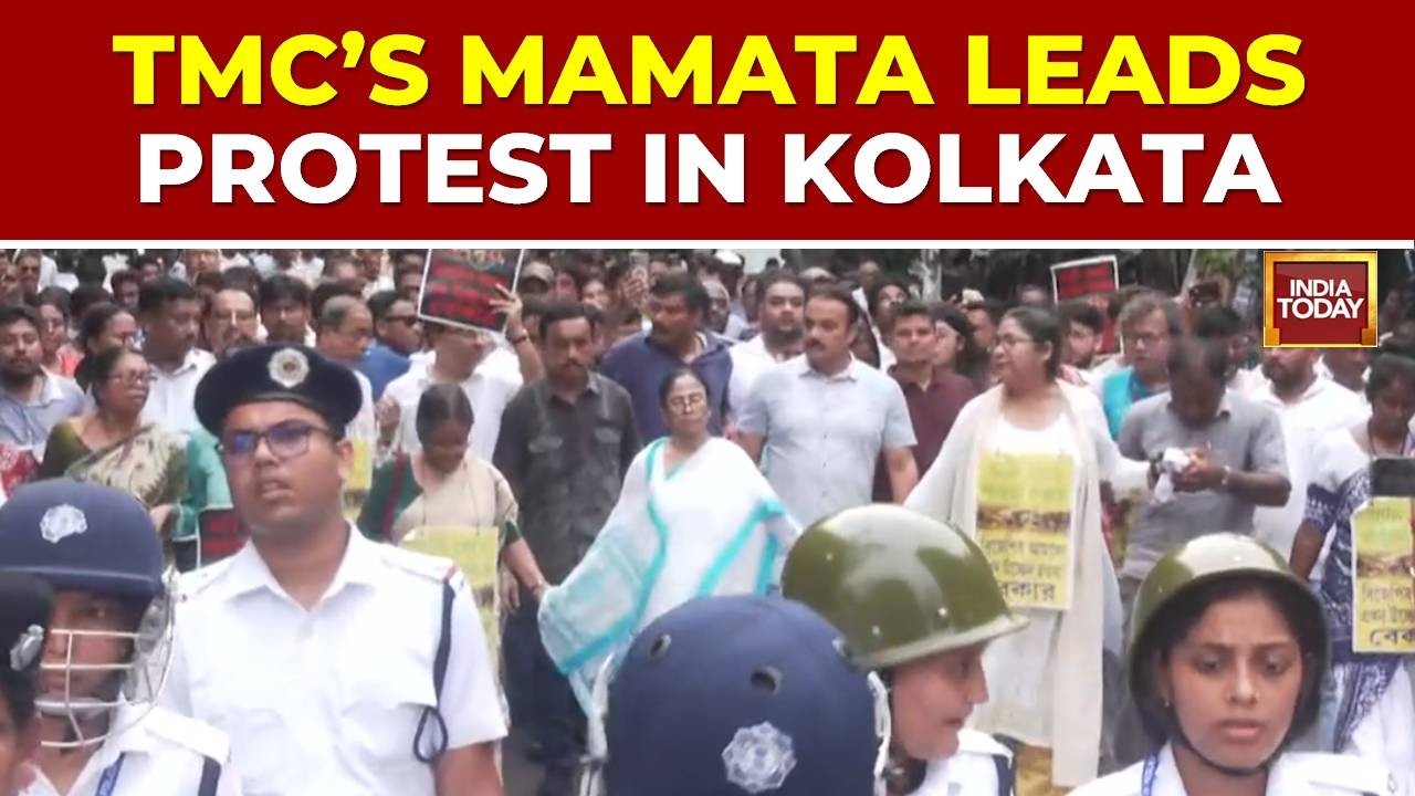 TMC Protest: Mamata Banerjee Leads Kolkata Street Protests Against BJP Over Hawker Eviction Drive