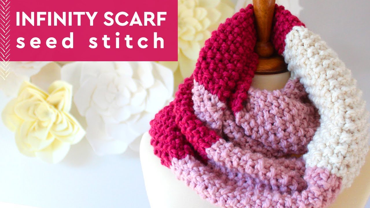 Seed Stitch Infinity Scarf Knitting Pattern