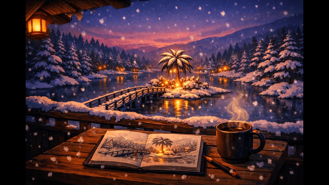 Snowy Oasis ❄️ — Study & Chill Beats | Terrace View (2 Hours)