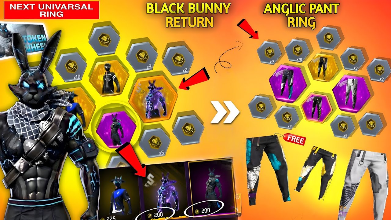 M1887💥 Black Bunny Bundle Return🥳🎉|Anglic Pant,ThunderBorn,bundle| free fire new event| ff new event