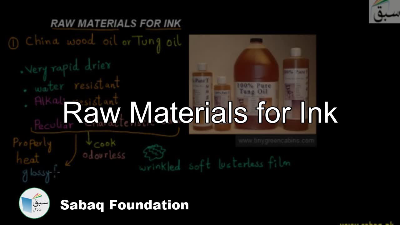Raw Materials for Ink, Chemistry Lecture | Sabaq.pk