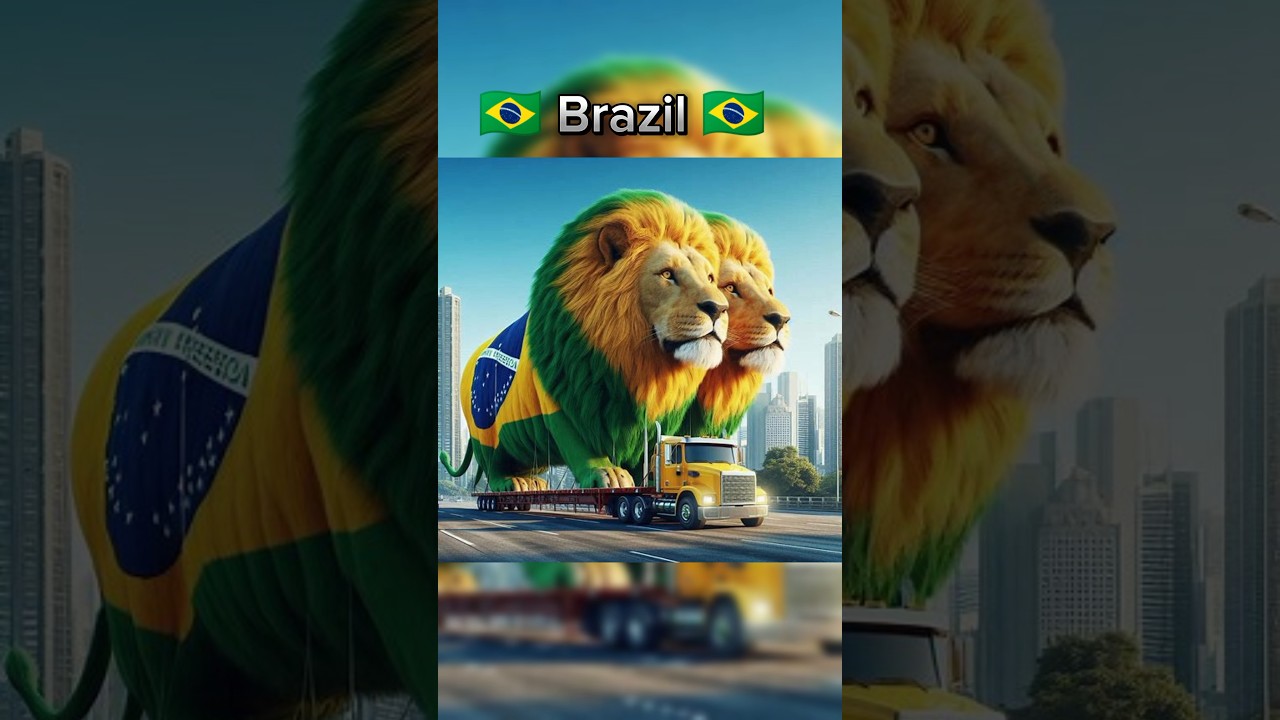 Ai two head lion and country flag #shorts #lion #ai