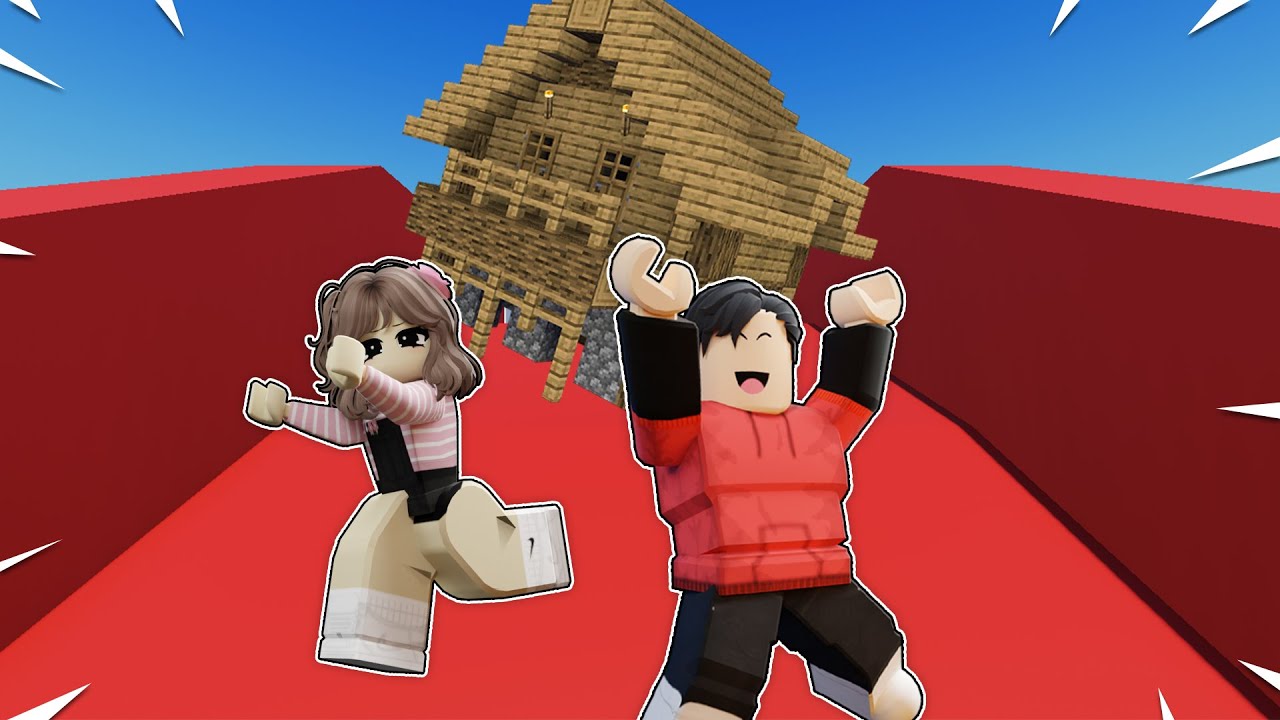Sliding Down A RAINBOW SLIDE with a House in Roblox!