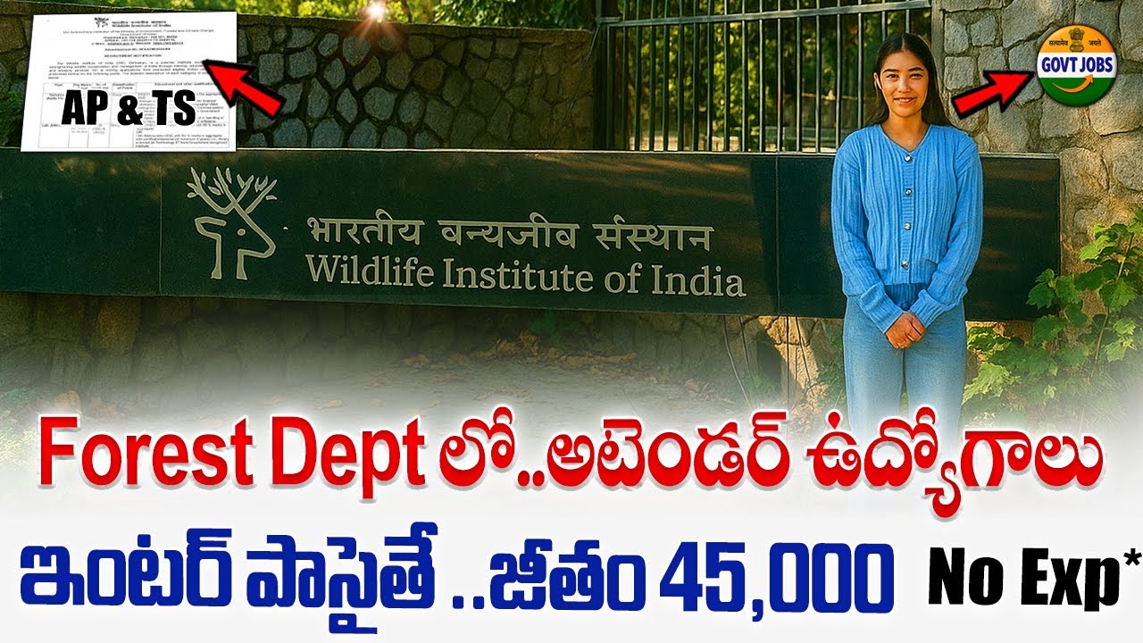 🚨 Forest Dept లో ఇంటర్ తో Govt Jobs | WII Recruitment 2025 | Latest Jobs In Telugu | Job Search