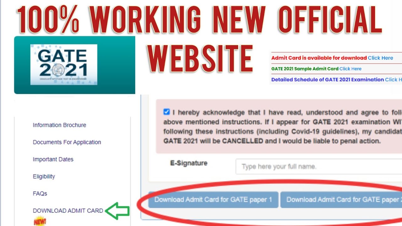 GATE 2021 Admit Card | GATE 2020 Admit Card Release Date | How to Download GATE 2021 Hall Ticket