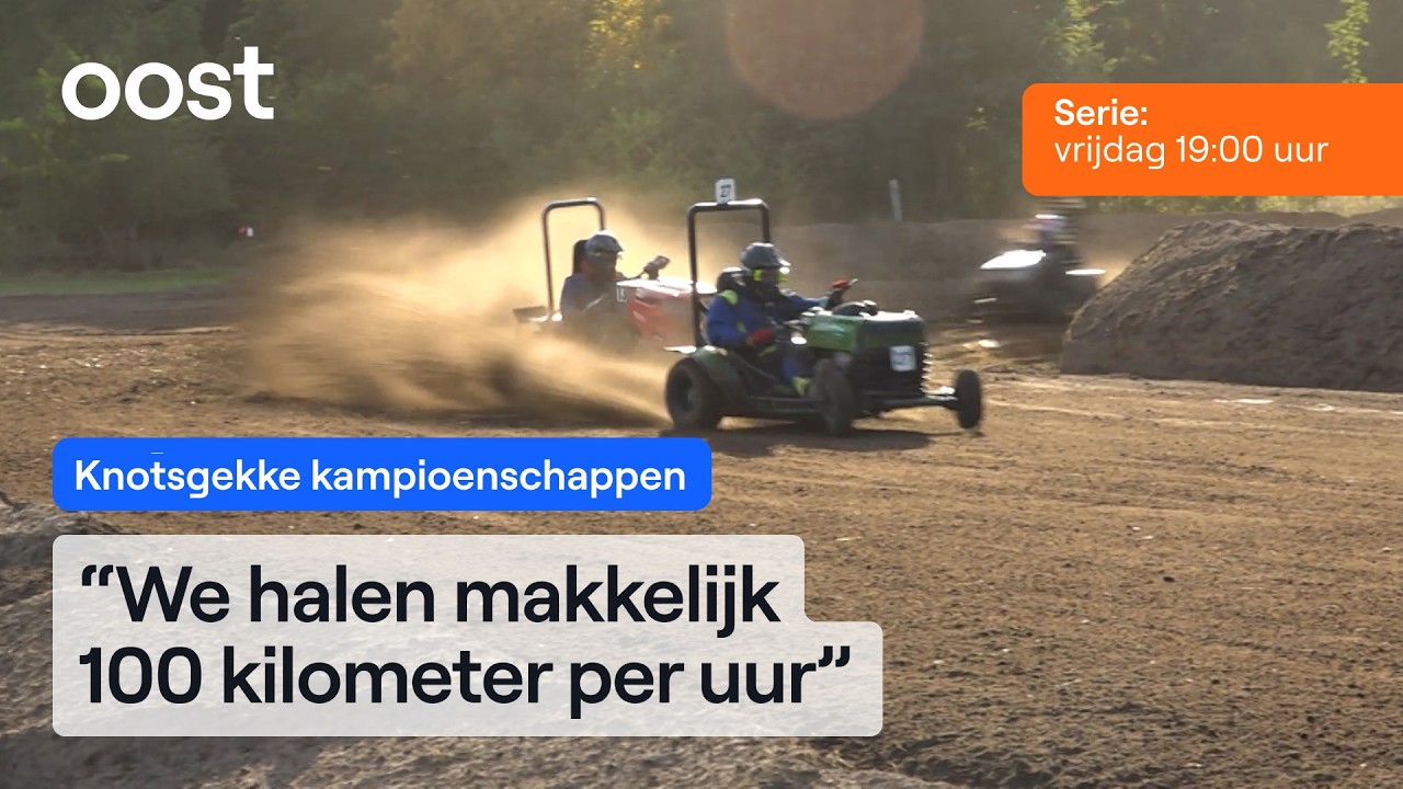 Hard tegen hard op opgevoerde grasmaaiers tijdens de Zitmaaierrace in Wierden | RTV Oost