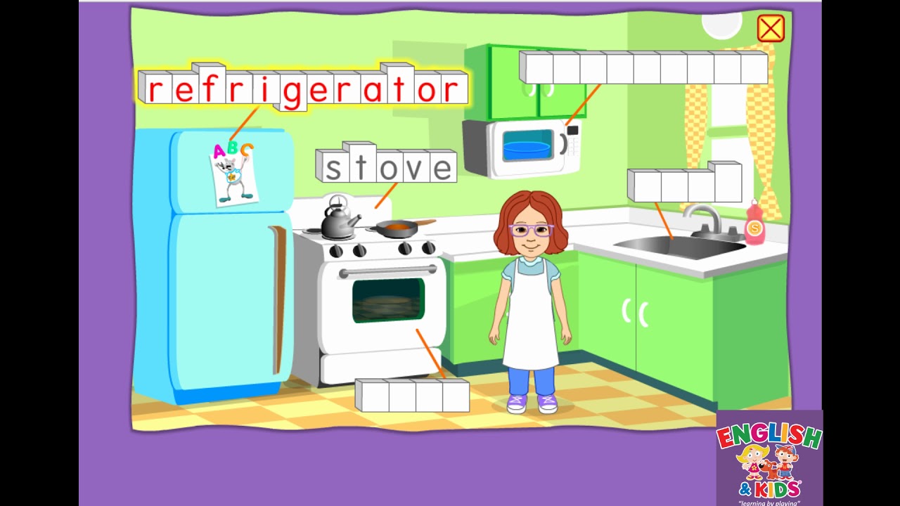 Học tiếng Anh cùng bé -Living room & Kitchen | Vocabulary game for Kids || Starfall.com