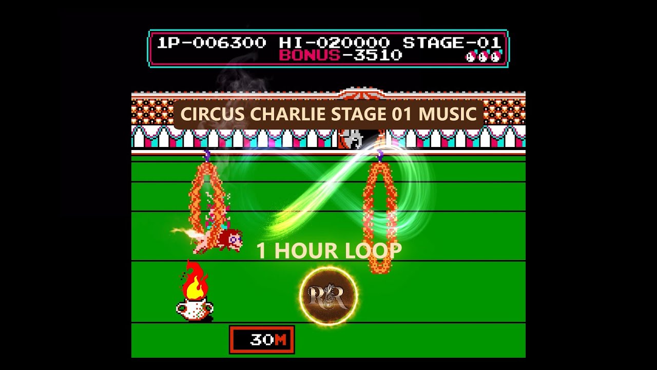 1H Loop | Circus Charlie - Stage 01 & Stage 04 Theme NES Soundtrack | Piano
