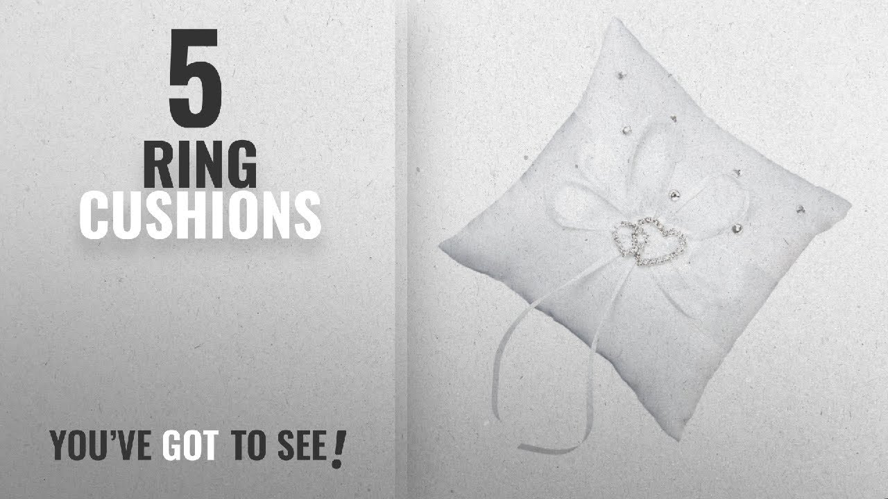 Top 10 Ring Cushions [2018]: Double-Heart Rhinestone Wedding Ring Pillow Cushion Bearer 15 x